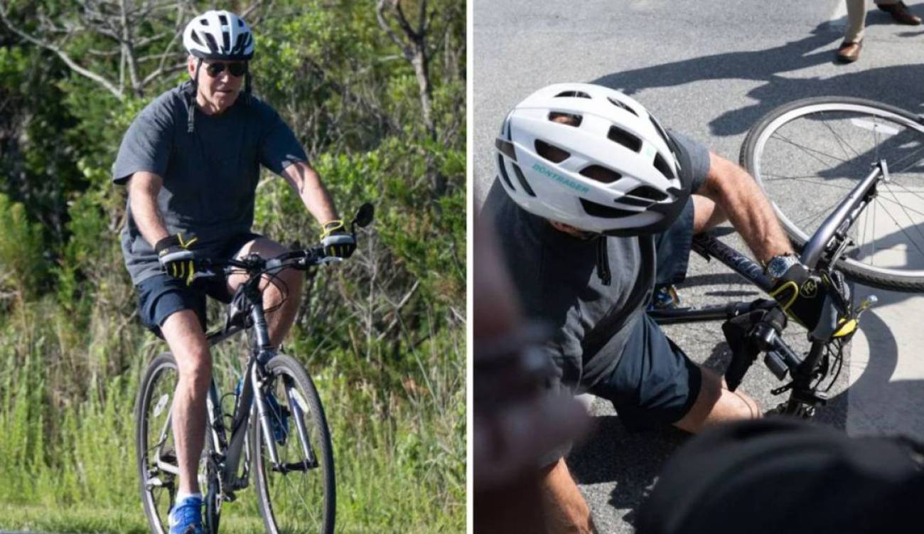 Joe Biden sufre caída de su bicicleta tras paseo en la playa