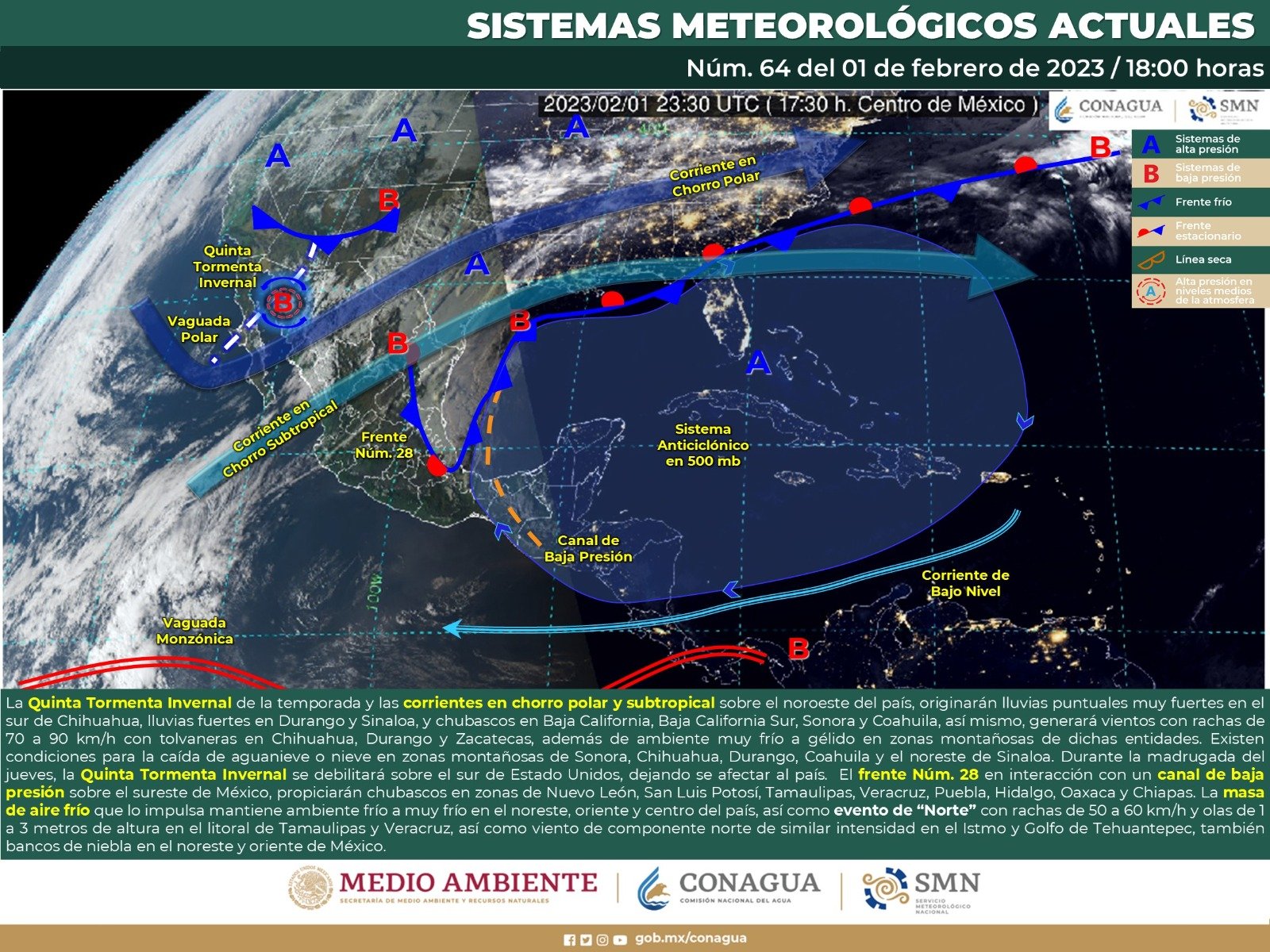 Se pronostican lluvias muy fuertes para el sur de Chihuahua y fuertes para Durango y Sinaloa