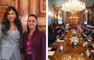 Sheinbaum se reúne en Palacio Nacional con Kristi Noem, secretaria de Seguridad de EE. UU.