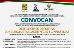 Instituciones educativas de Los Cabos ya se pueden registrar para el desfile cívico-deportivo del 20 de noviembre