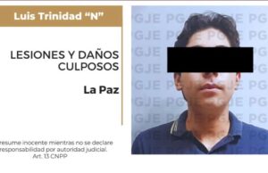 Obtiene PGJE vinculación a proceso por 2 cargos de lesiones y daños culposos a imputado en hechos en malecón de La Paz