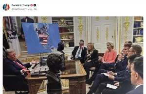 Venezuela, Canadá y Groenlandia aparecen como territorios estadounidenses en una imagen con IA difundida por Trump