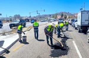 Con el programa “Caza Baches” se realizan trabajos sobre carretera Transpeninsular en Cabo San Lucas