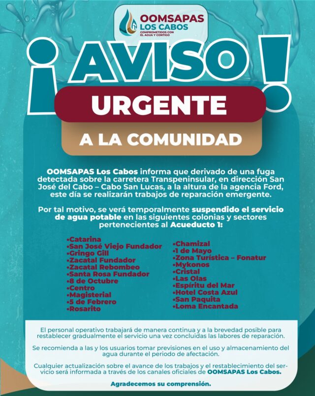 OOMSAPAS AVISO FUGA ACUEDUCTO 1