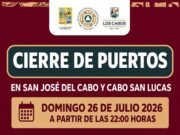 Anuncian cierre de puertos en Los Cabos a partir de las 22:00 horas por efectos del huracán Genevieve