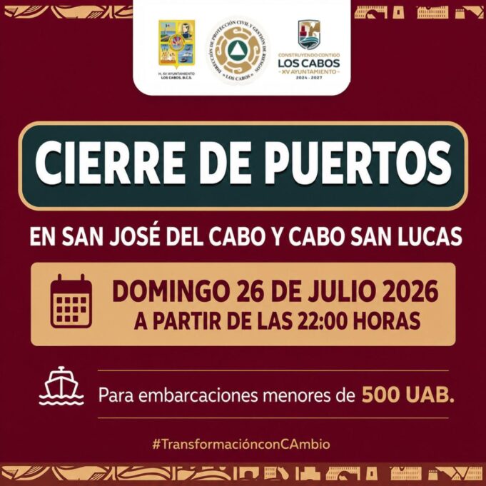 PC LOS CABOS CIERRE PUERTOS SJC Y CSL