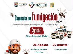 Anuncian fumigación en seis colonias de San José del Cabo este lunes y martes