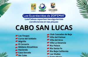 Colocan bandera roja en playas de Los Cabos por condiciones del mar