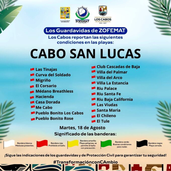 ZOFEMAT BANDERA ROJA PLAYAS LOS CABOS 1